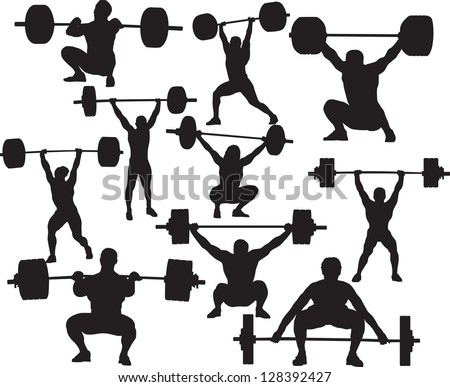 Vector weightlifter silhouette Royalty-Free Stock Photo #128392427