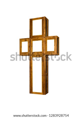 Wooden cross, Wooden crucifix isolated on white background with clipping path