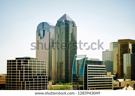 Skyscrapers in a business district of a city.