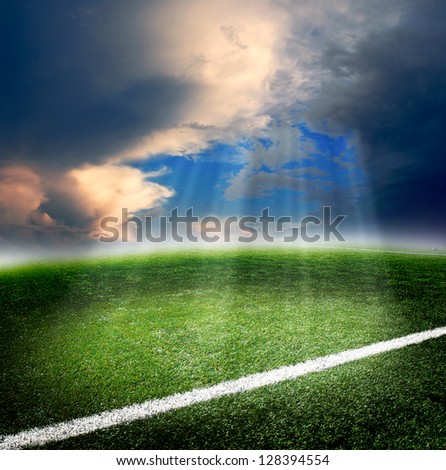 soccer field with the lights