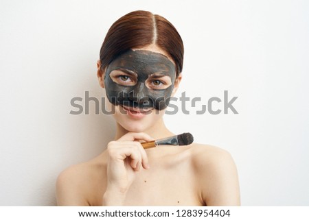 woman in clay mask care portrait