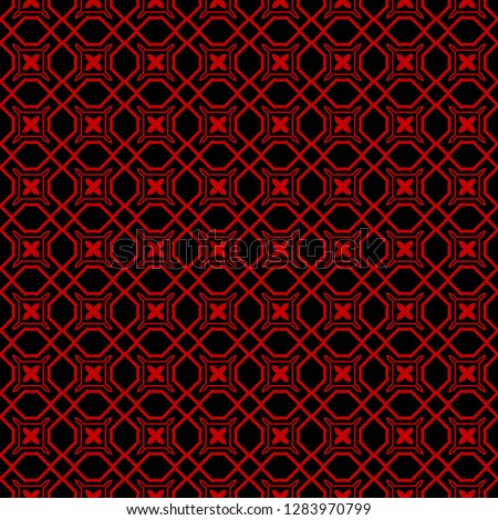 Ethnic classic pattern. Seamless vector illustration. Abstract geometric repeat backdrop. For decoration, wallpaper, print, fabric. Black, red color.