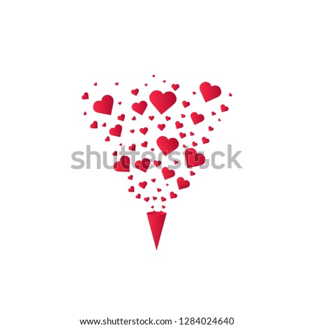 Heart shapes background. Heart confetti burst isolated. Valentines day concept. Vector festive illustration.