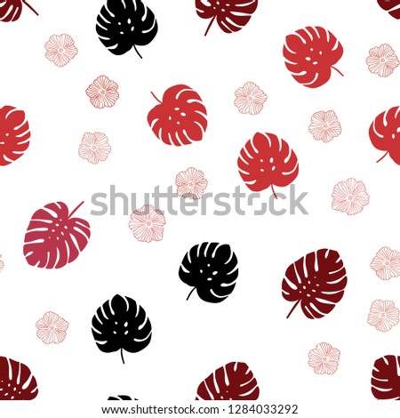 Light Red vector seamless elegant pattern with flowers, leaves. Creative illustration in blurred style with leaves, flowers. Pattern for design of fabric, wallpapers.