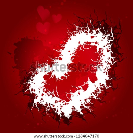 Happy Valentine's day! Red background with whit heart. Vector Illustration.
