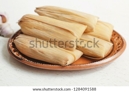 tamales mexicanos, mexican tamale, spicy food in mexico Royalty-Free Stock Photo #1284091588