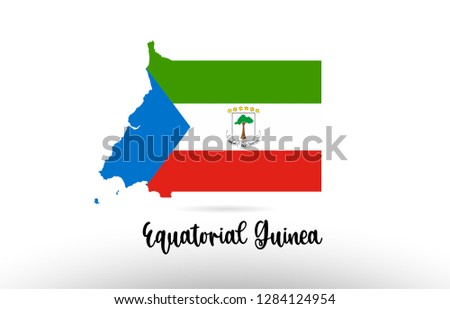 Equatorial Guinea country flag inside country border map design suitable for a logo icon design