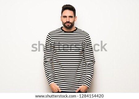 handsome man with striped shirt portrait