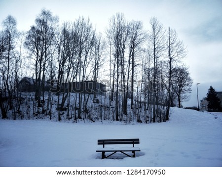alone chair with snow background