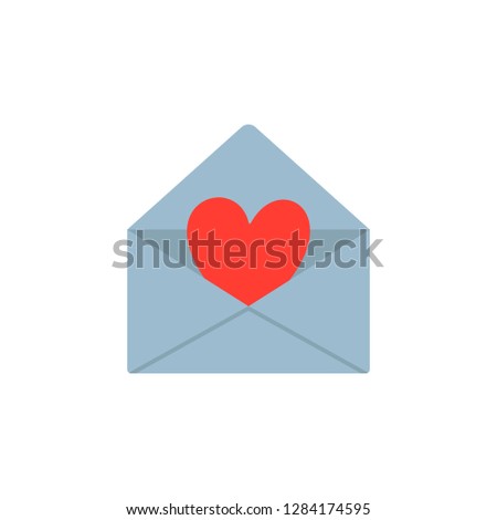 Valentine's day greeting card, invitation. Love letter, envelope with heart. Flat design. Vector illustration. Vector icon