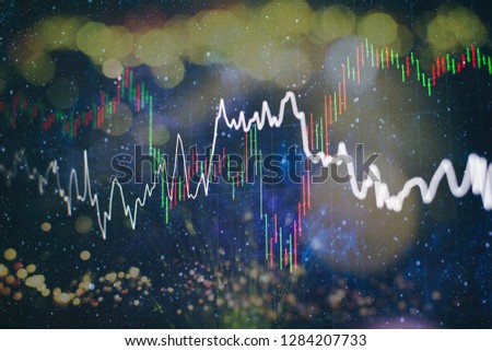 Business success and growth concept.Stock market business graph chart on digital screen.Forex market, Gold market and Crude oil market
