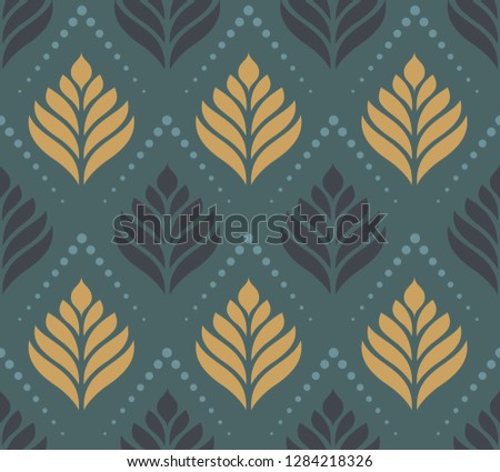 Damask seamless vector background. Wallpaper in leafs style template. Wall Paper, Fabrique, textile, background