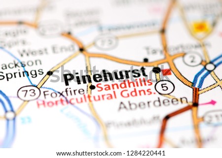 Pinehurst. North Carolina. USA on a map Royalty-Free Stock Photo #1284220441
