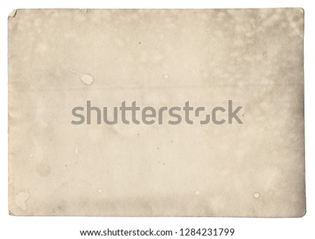 Old photo paper texture with stains and scratches isolated on white