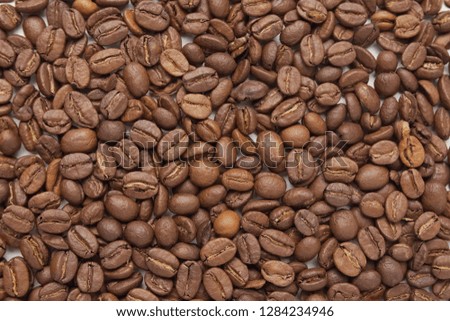 Brown Roasted Coffee Beans Top View Closeup