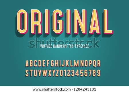 original vintage handcrafted 3d alphabet. retro font. vector illustration Royalty-Free Stock Photo #1284243181