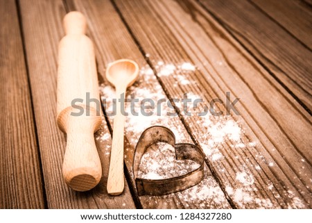 happy Valentine's day holiday love and cooking flour background