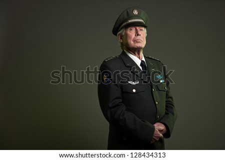 US military general in uniform. Studio portrait. Royalty-Free Stock Photo #128434313