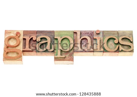 graphics word - isolated text in vintage letterpress wood type printing blocks