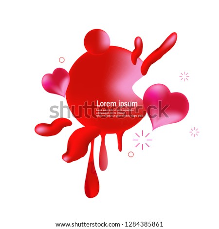 Modern abstract banner with dynamical liquid gradient heart love shape vector
