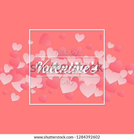 Vector Happy Valentine's Day greeting card design.Pink background heart paper cut with Valentine's Day concept.