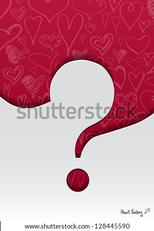Illustration of Question mark with hearts red wallpaper