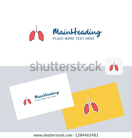 Lungs vector logotype with business card template. Elegant corporate identity. - Vector