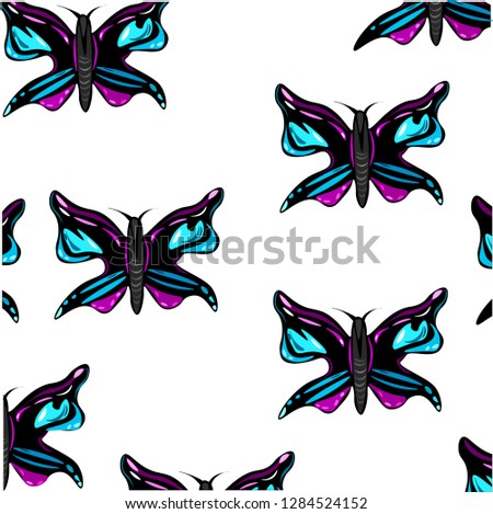 butterflies on white background vector