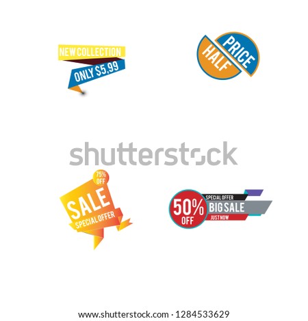 Set of flat design sale stickers. Vector illustrations for online shopping, product promotions, website and mobile website badges, ads, print material.