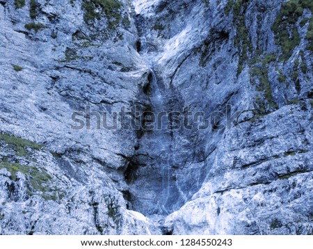 Waterfalls and cascades on the eastern tributary of the Klöntalersee (Klontalersee or Kloentalersee) lake - Canton of Glarus, Switzerland
