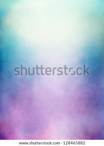 An abstraction of clouds and fog with a purple to green gradient.  Image displays a distinct paper texture and grain at 100%.