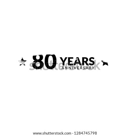 grunge 80 years anniversary celebration simple logo
