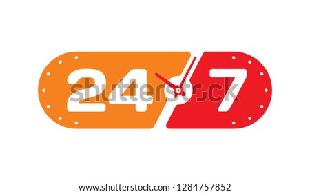 24-7 service concept. 24-7 open concept vector Royalty-Free Stock Photo #1284757852