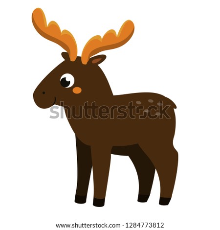 Cute badger. Cartoon moose. forest animal isolated on white.
