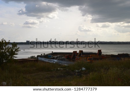 Construction work on the pond embankment
