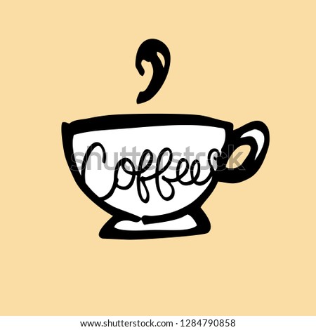 Coffee Cup Hand Drawn. Illustration Rough Sketch. Icon Vector. Eps 10.