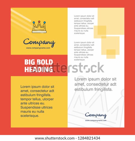 Crown Company Brochure Title Page Design. Company profile, annual report, presentations, leaflet Vector Background