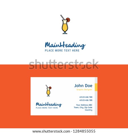 Flat Juice glass  Logo and Visiting Card Template. Busienss Concept Logo Design