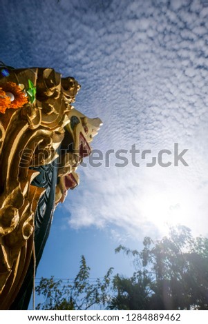 Thai Dragon statue in blue sky