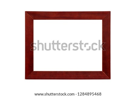 red wood picture frame, isolated on white
