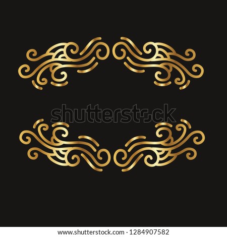 vintage wedding swirl floral retro gold badges ornament decoration vector