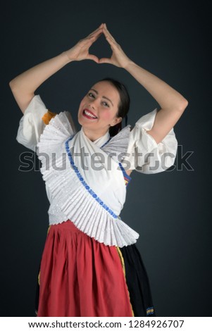 Slovak folklore. Traditional costume. Slovakian girl