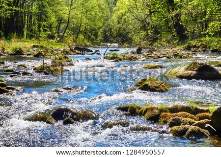 Ostravice river spring as very nice natural background