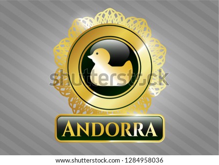  Shiny emblem with rubber duck icon and Andorra text inside