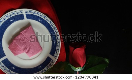 It’s a picture for event valentine day. The picture contains lovely dinner elements plate, rose, heart. The image can be used for many purpose.