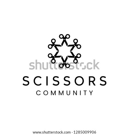 Scissors Barber Haircut Salon Community Logo Design Inspiration 