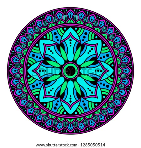 Mandala decorative round ornament. Can be used for greeting card, phone case print, etc. Hand drawn background, vector isolated on white. EPS 10 
