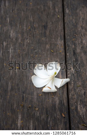 Relawadee Thai flower falling on the old wooden table.