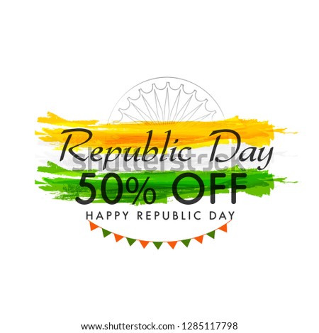 Illustration Of Republic Day Discount Offer,Sale Poster Or Banner Background.