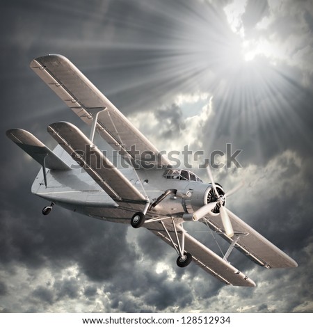 Retro style picture of the biplane.